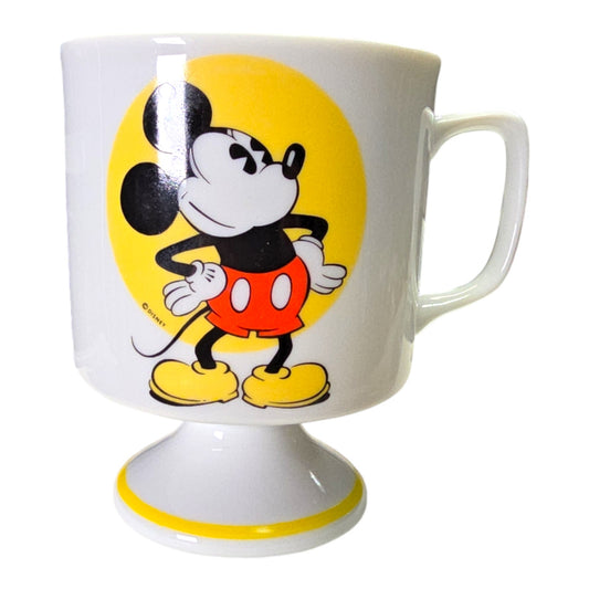 1970s Walt Disney Production Mickey Mouse Pedestal Coffee Mug, Yellow and White