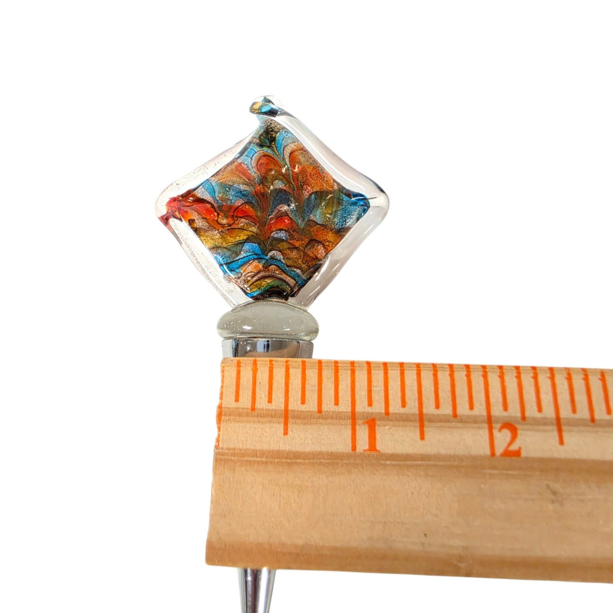 Multicolor Art Glass Wine Bottle Stopper Folded Glass Square Abstract Retro
