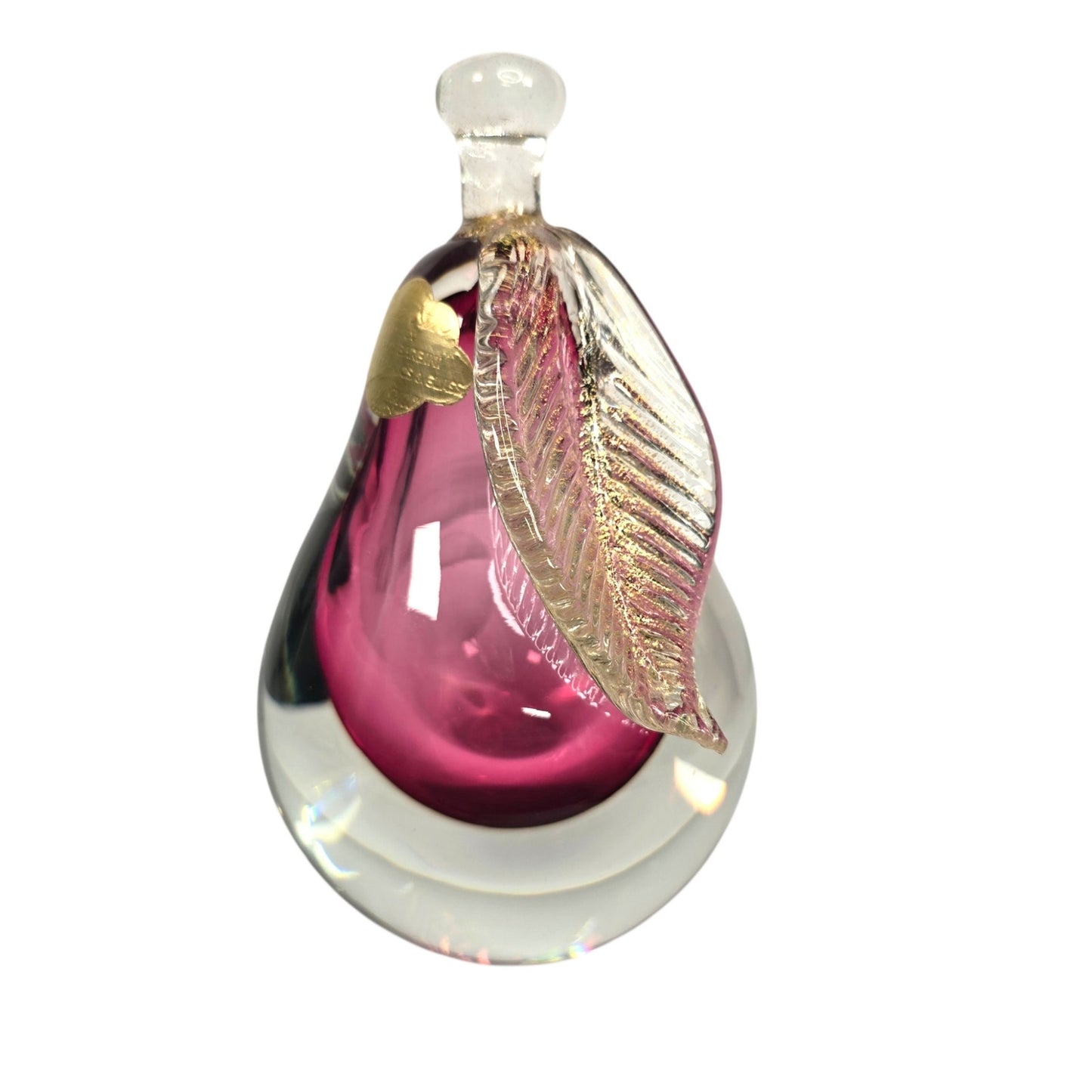 Alfredo Barbini Murano Sommerso Glass Pear Weil Ceramics Cranberry Adventurine