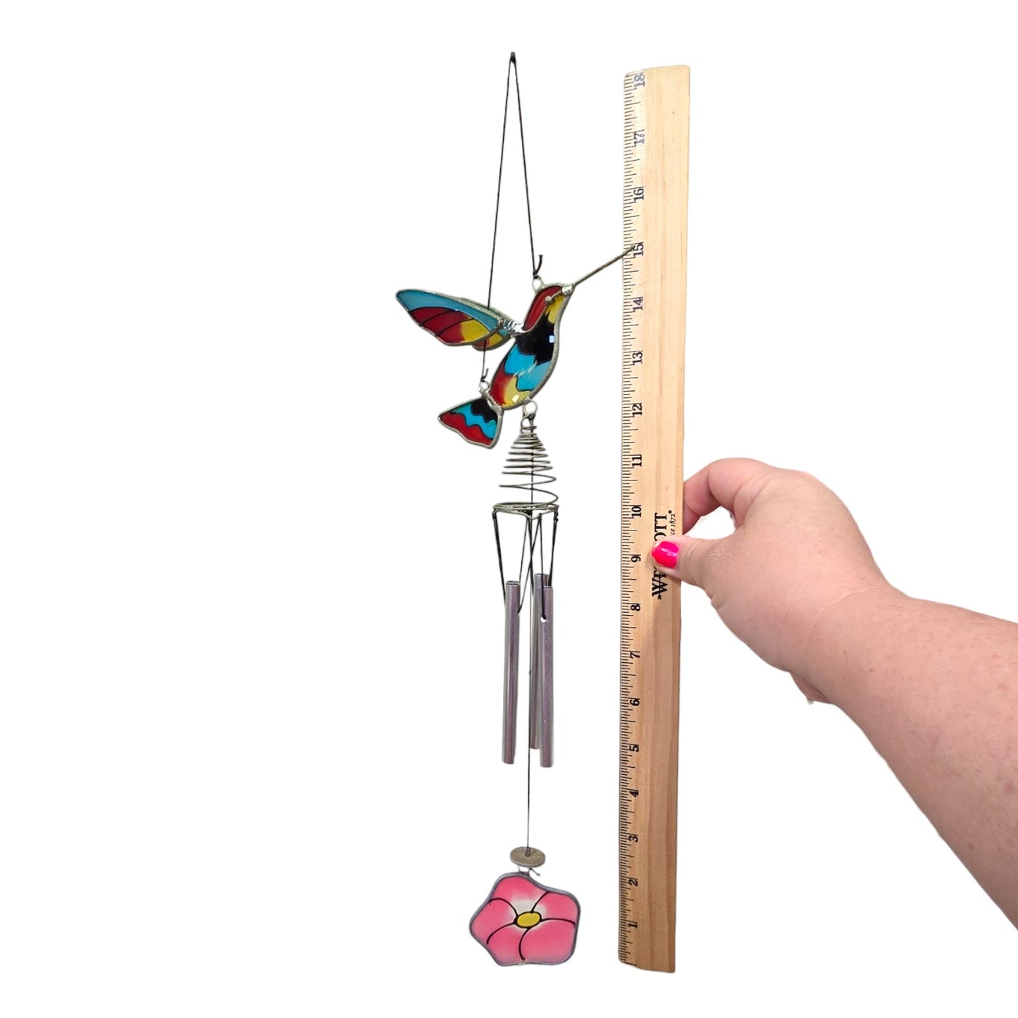 Stained Glass Hummingbird Suncatcher with Flower Bird Decor Window Hanging