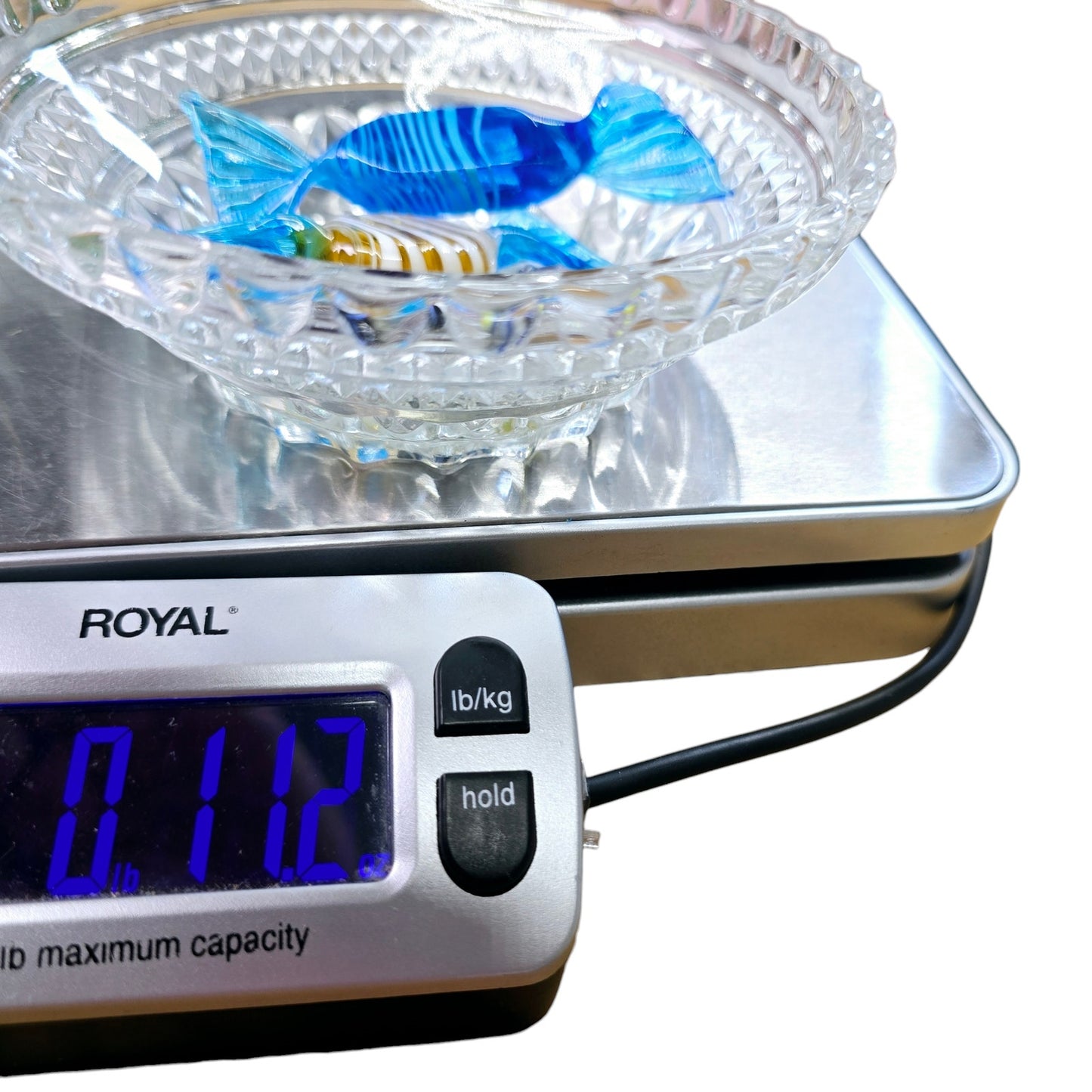 Handblown Art Glass Candies in Vintage Dish, Set of 3 Candies