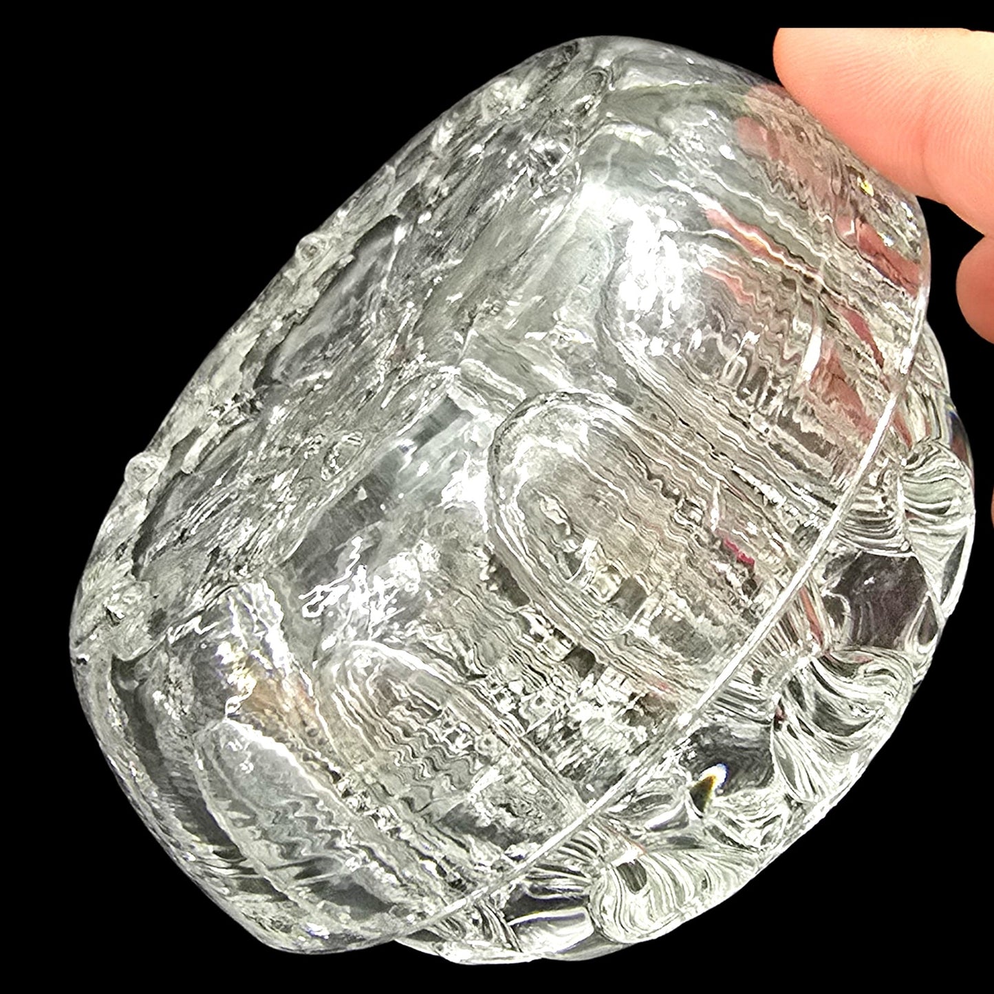 Vtg Made in France Glass Flower Frog Clear Crystal Bowl, 7-Hole Floral Arranger