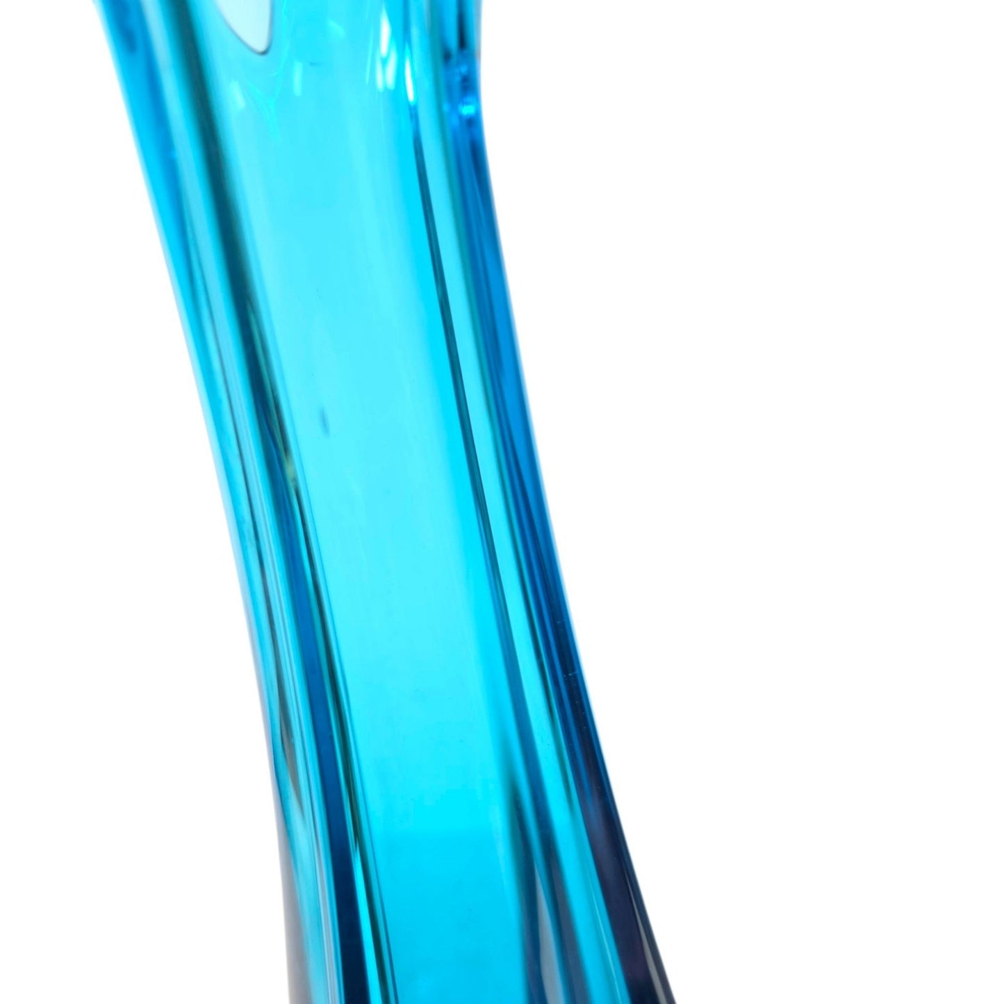 LE Smith Blue Swung Vase 4 Finger Mid Century Modern Vintage Simplicity 13.5"