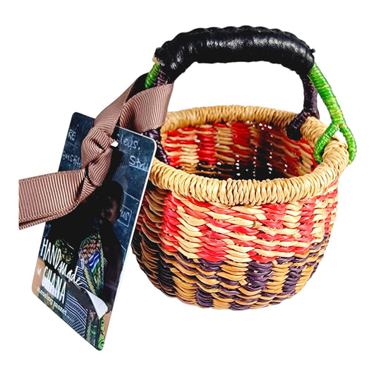 Hand Made Miniature Blessing Basket, Colorful Basket Made in Ghana