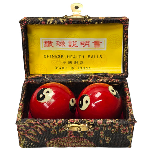 Baoding Balls Chinese Health Massage Exercise Stress Balls Red YinYang in Box