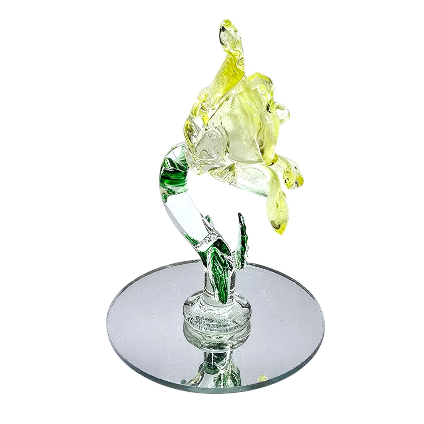 Small Art Glass Yellow Flower on Mirror