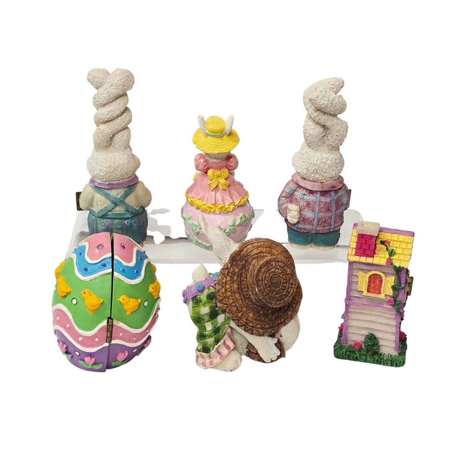 Vintage Easter Bunny Figurine Lot (6) Magic Creations 1997 Hinged & Resin
