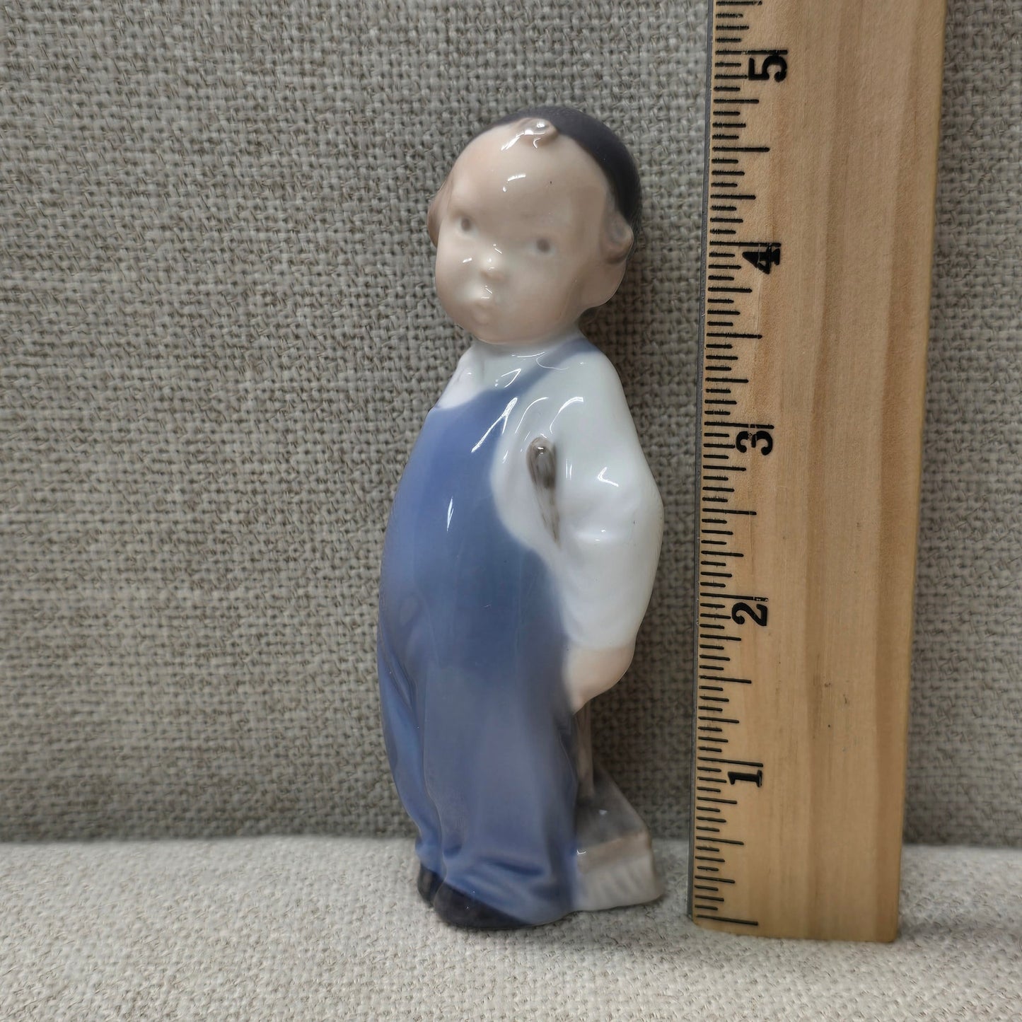 Royal Copenhagen Boy With Broom Figurine #3250 Denmark Porcelain Child Figure