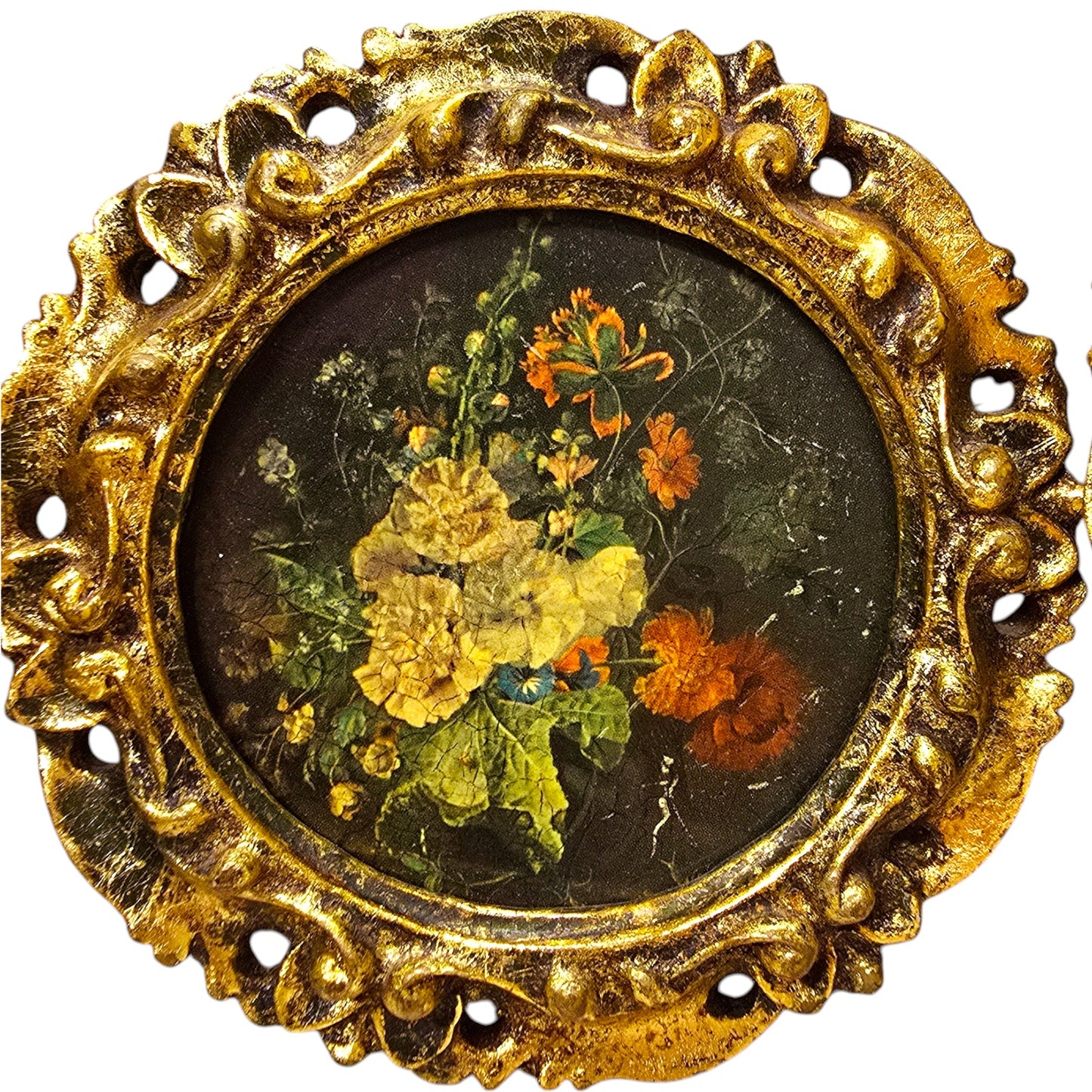 As IS Set of 3 Vtg Italian Ornate Framed Art Repro Gold Frame Boy w/ Dog, Bridge