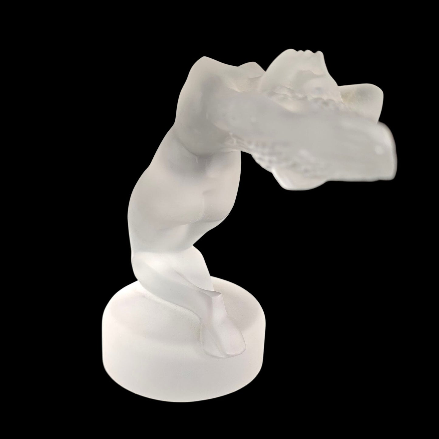 LALIQUE Glass CHRYSIS Nude Female Frosted Crystal Car Mascot Paperweight 1950's