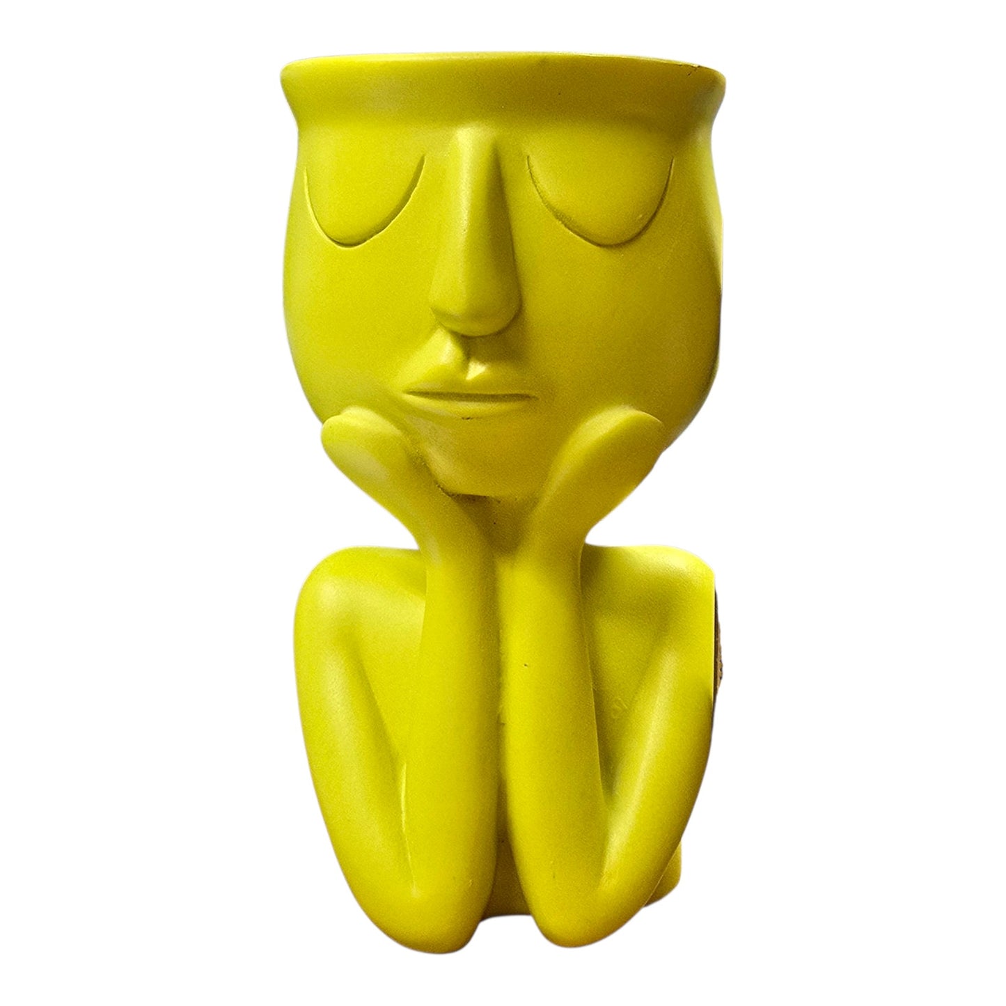 Quirky Yellow Ceramic Face Vase, Fun Home & Desk Decor, Succulent Pot Flower Pot