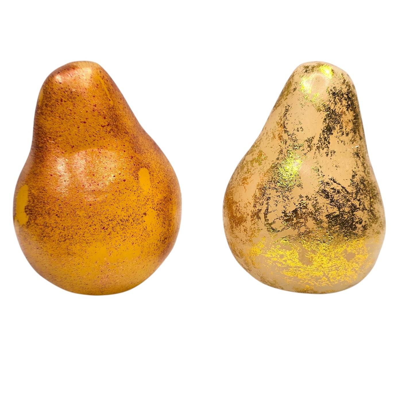 Vtg Illuminated LED Pear Light Set GLO Colonial Candle Gold Foil Fall Decor