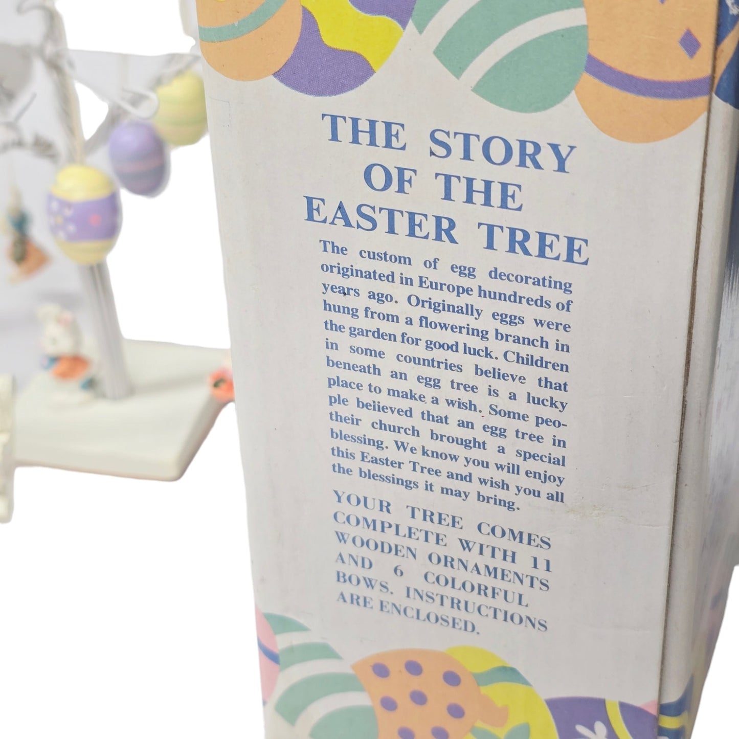 Vtg Tabletop Mini Easter Tree Decor Set - 16 Ornaments -Story of the Easter Tree