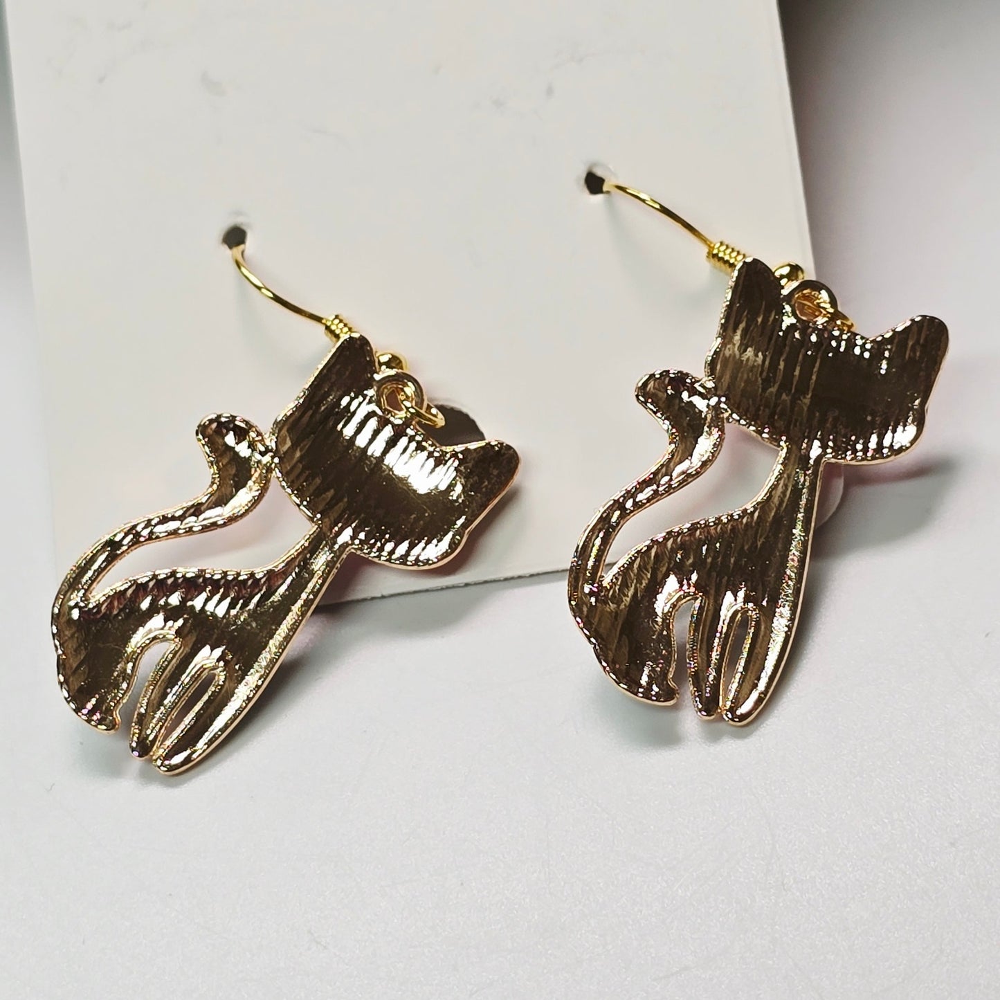 Artisan Crafted Enamelled Cat Dangle Earrings