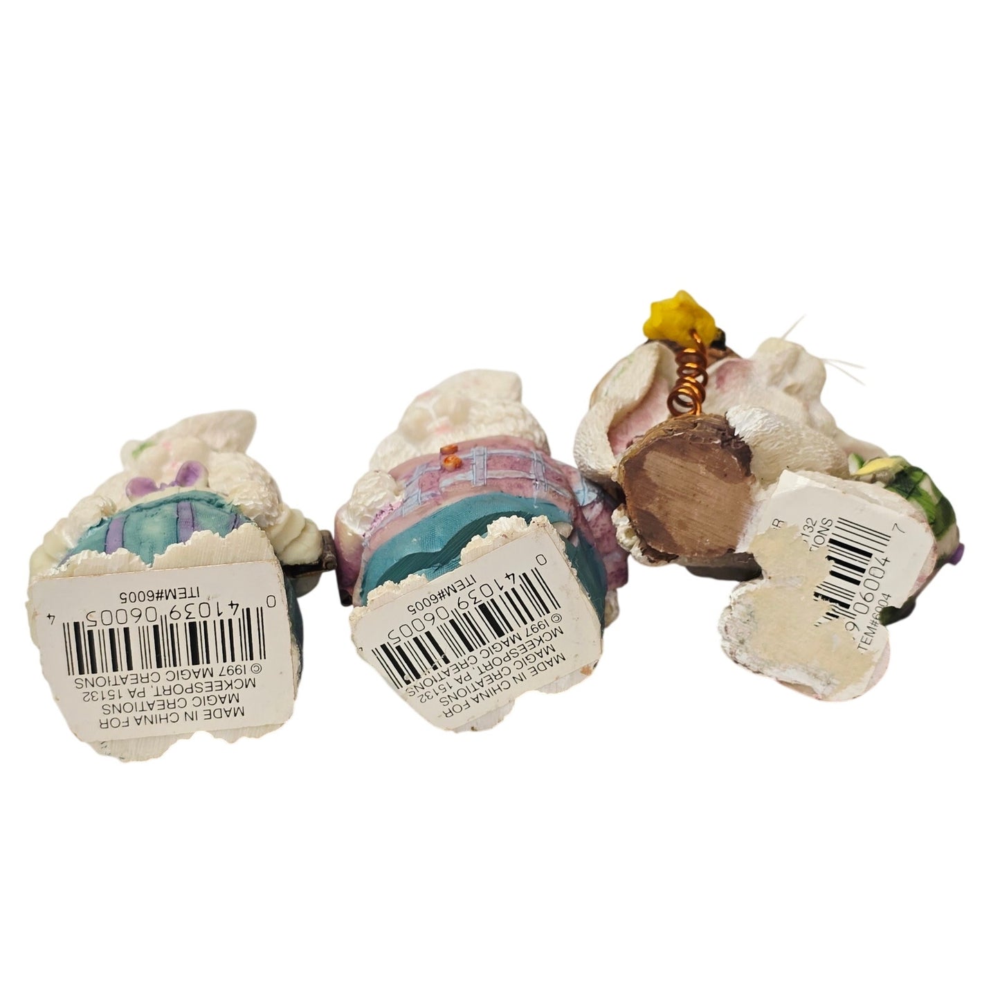 Vintage Easter Bunny Figurine Lot (6) Magic Creations 1997 Hinged & Resin