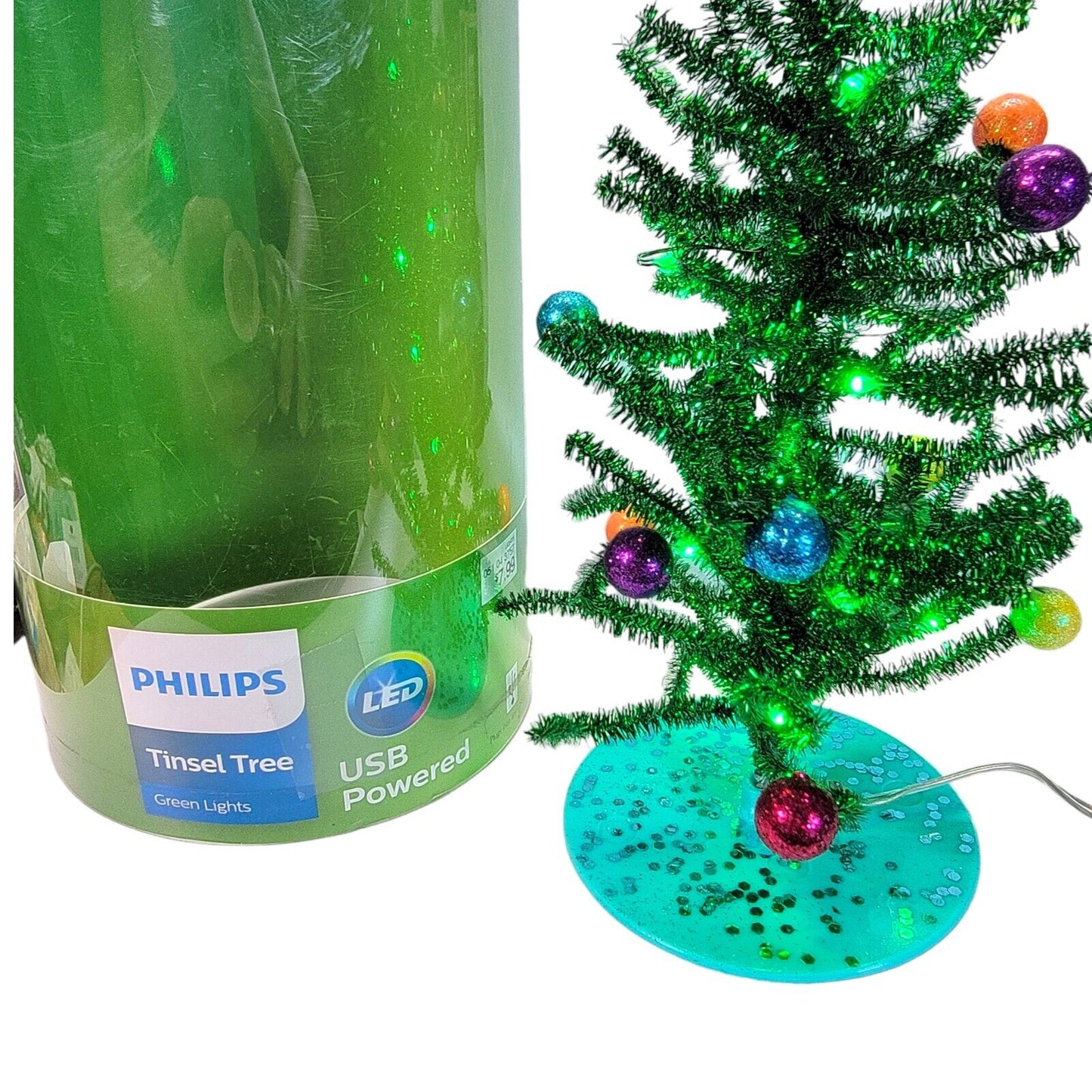 Philips Small Desktop LED USB Powered Christmas Tree 8" H Green Lights