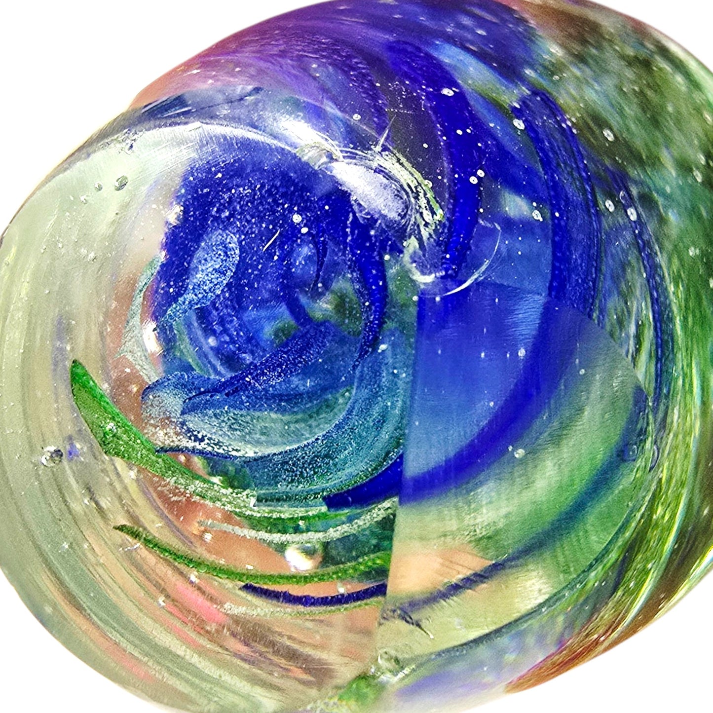 AS IS Hand-Blown Art Glass Jellyfish Paperweight, Glows 3" H