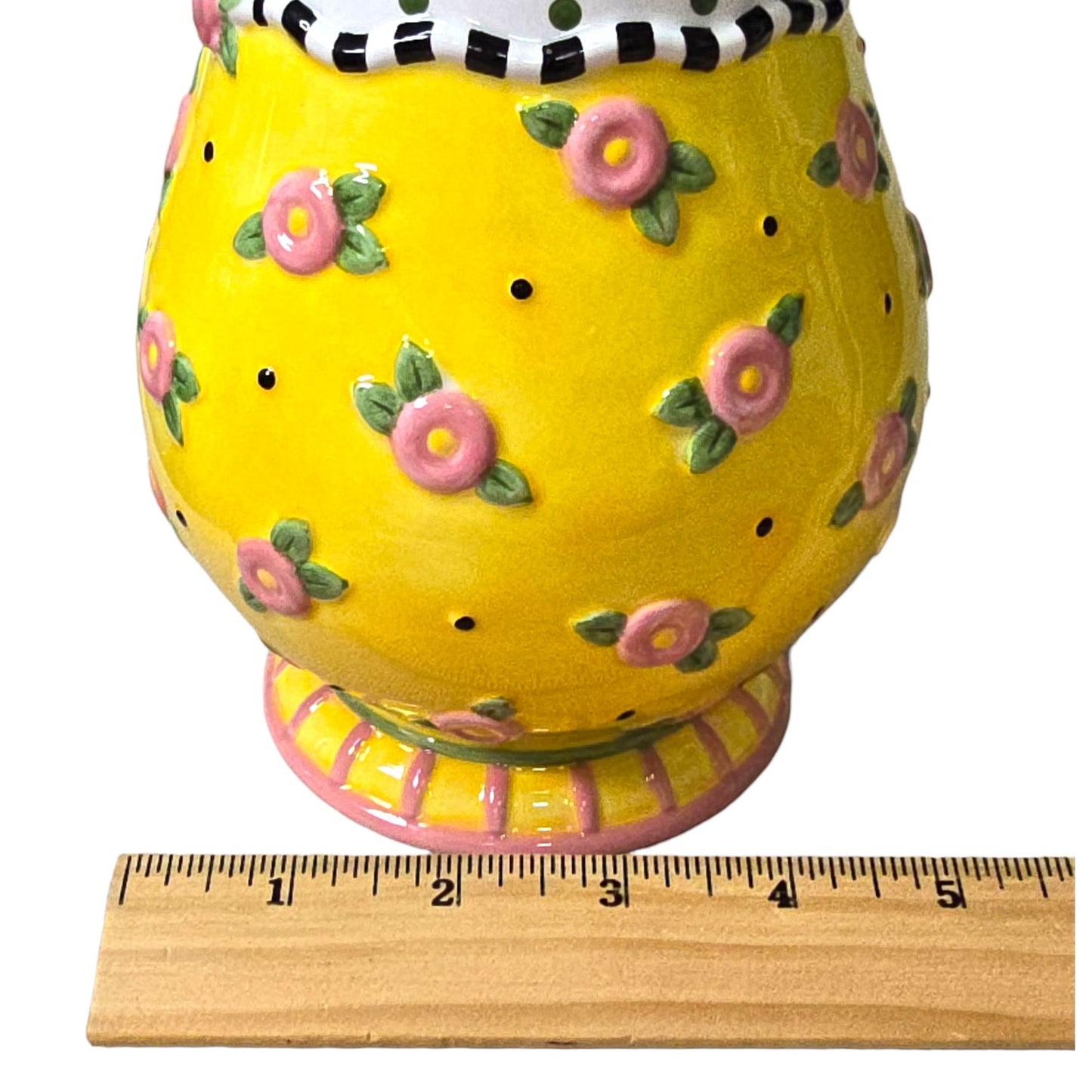 2000 Mary Engelbreit Rhapsody Vase Yellow Pink Flowers