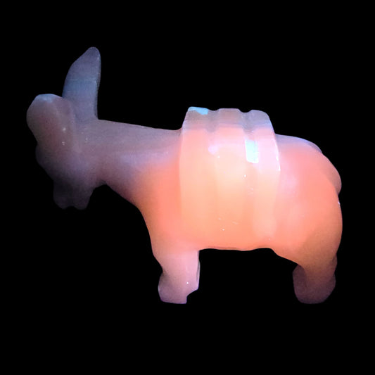 Vintage Mexican Onyx Donkey Burro Figurine UV Reactive Glow 365nm Manganocalcite