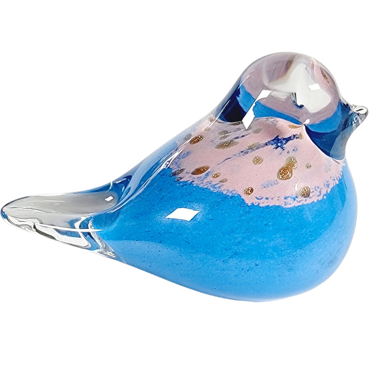 Beautiful Glass Bird Collectable Paperweight Pink & Blue, Hand-Blown Blue BIrd