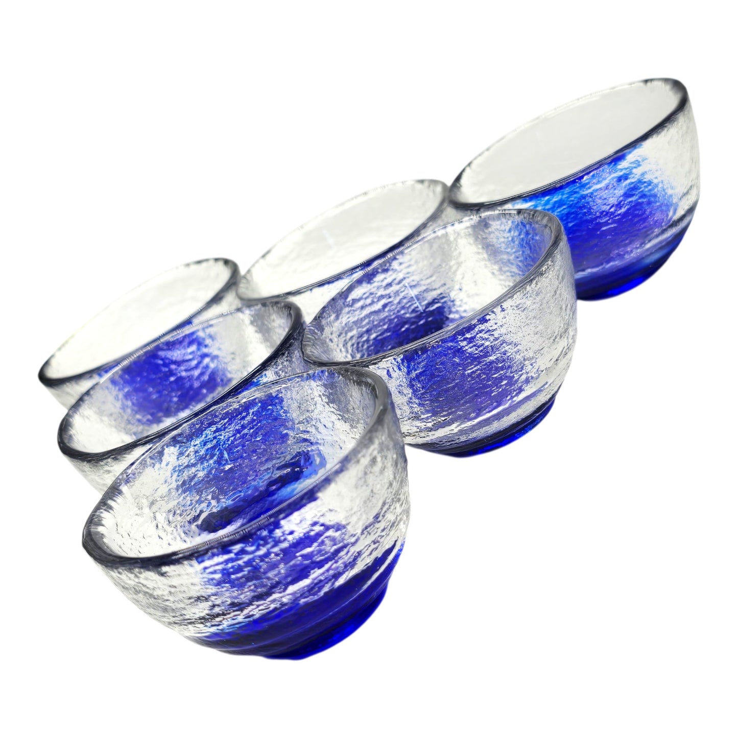 6 Bormioli Rocco Hand Blown Open Salts / Sauce Dishes Italian Cobalt Blue Glass