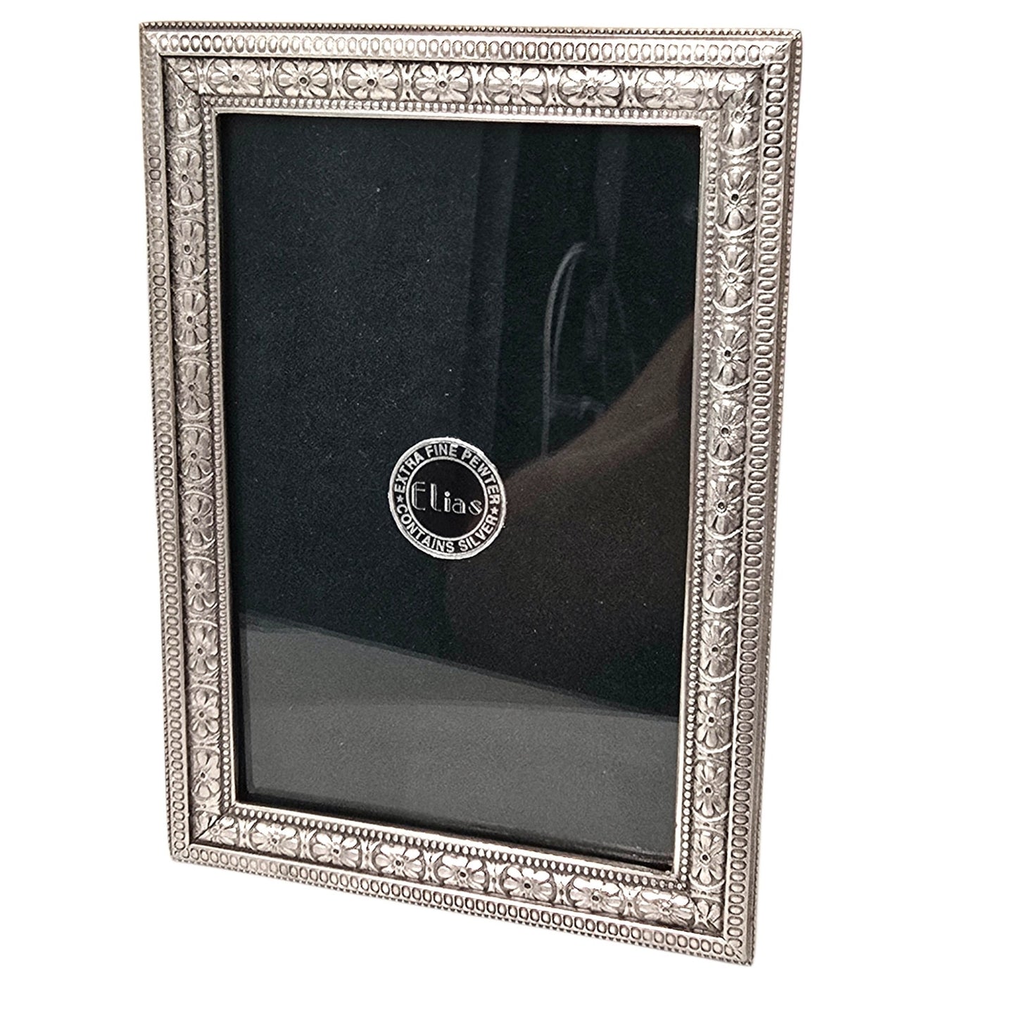 1996 Elias Fine Pewter Picture Frame Ornate Vintage Velvet Back Rectangle #2025