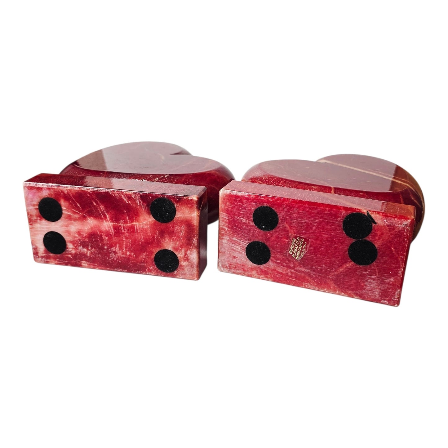 Vtg Ducceschi Italian Alabaster Red Heart Bookends Mid Century MCM Italy 8 lbs