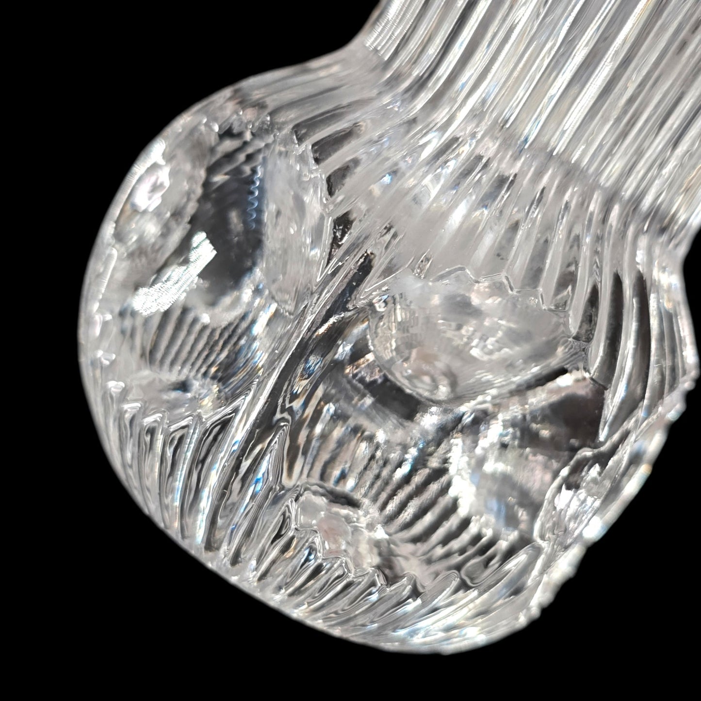 Fostoria Melissa Lead Crystal Bud Vase - 4.75" - Ribbed Thumbprint - 365nm Glow