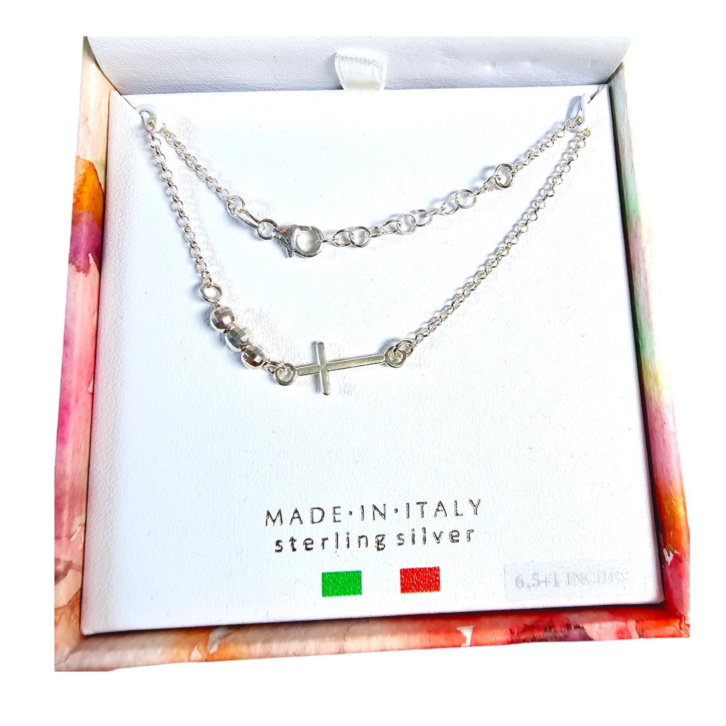 Mia Fiore Sterling Silver Cross Bracelet, Made in Italy Prayer Bracelet, New in Box