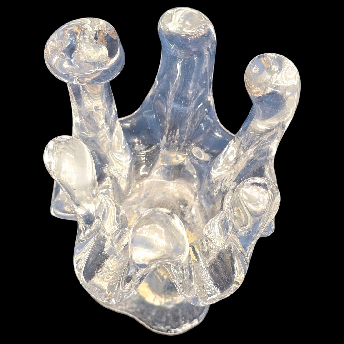 Handblown Randsfjord Glass Norway Set of 3 Crystal Sunflower Ice Votive Holder