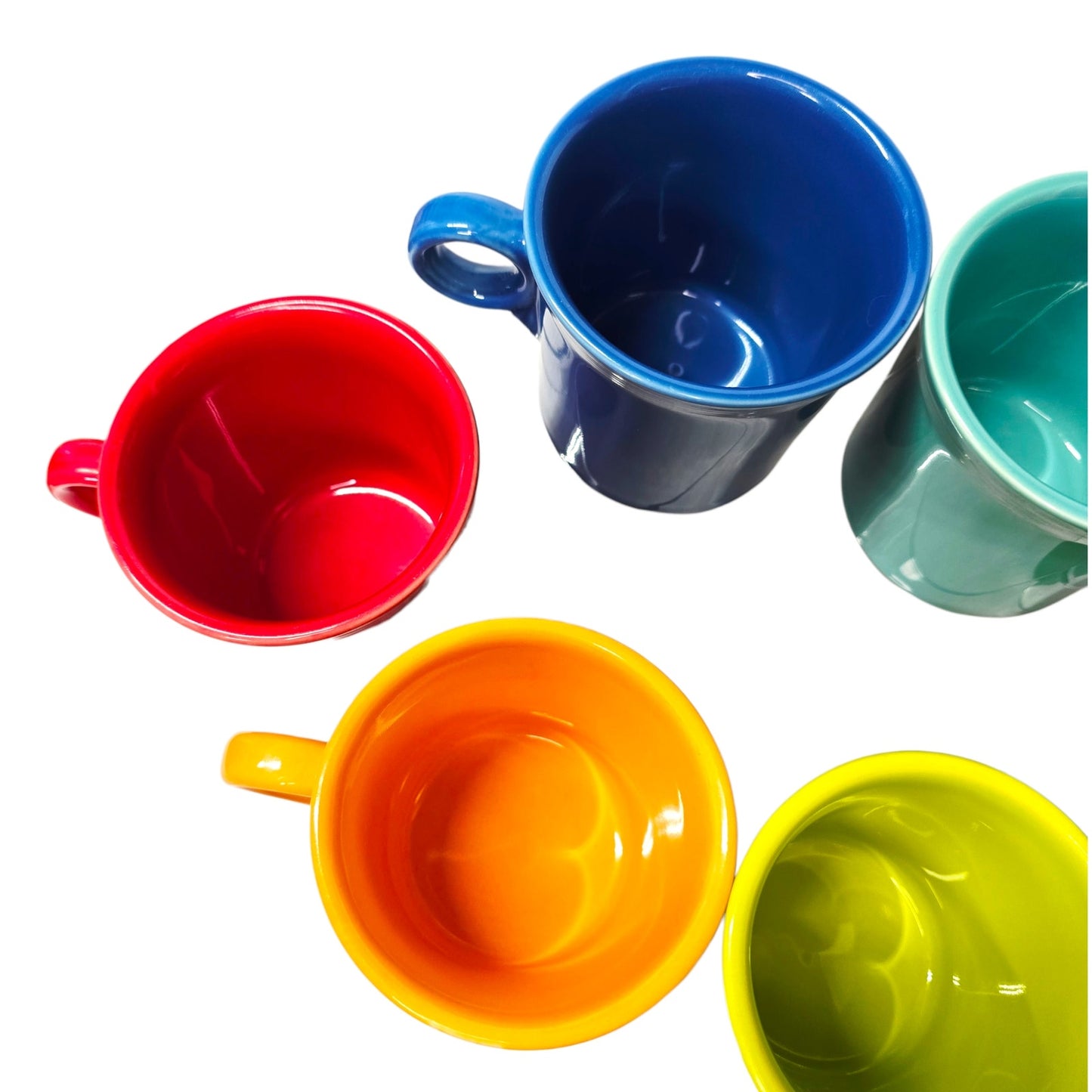 Set of 6 Fiesta Rainbow Ring Handle Mugs - Multi-Color Collection