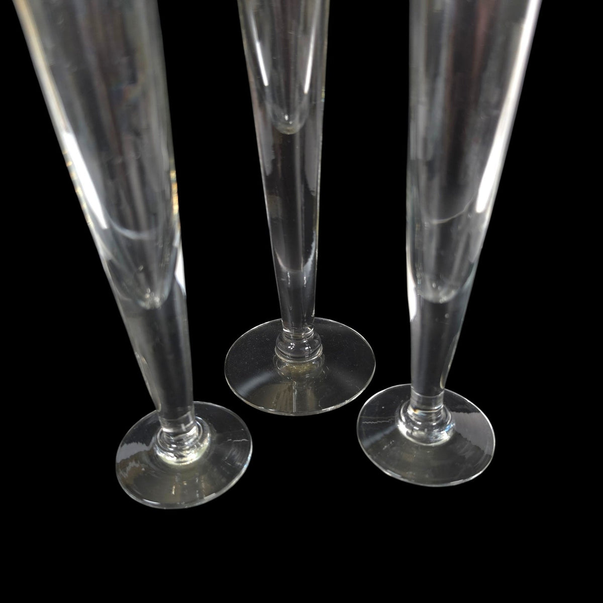 Clear Glass Cordial Liqueur Flutes Set of 3 Two Heights Bud Vase Trio