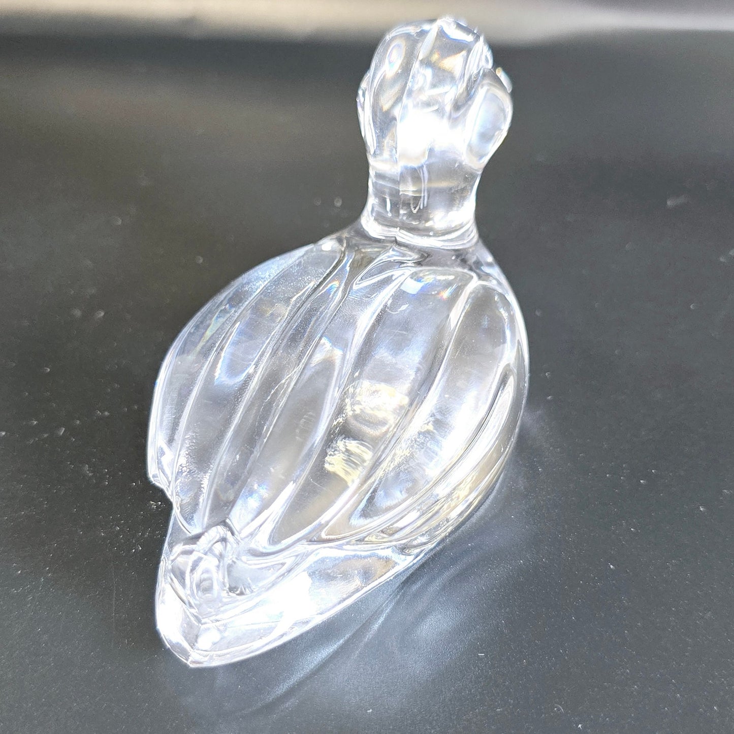 Handblown Clear Art Glass Duck, Polished Bottom