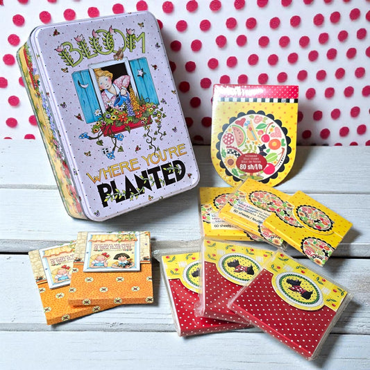 Mary Engelbreit Notepad LOT In ME Tin Box All New Giftable