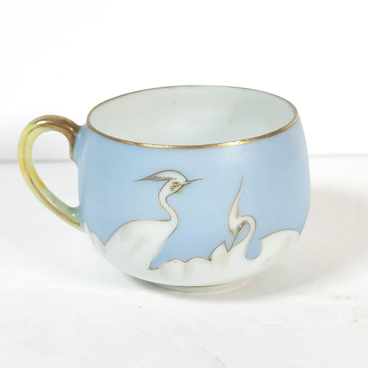 Vintage Japanese Blue Sky Crane Eggshell Porcelain Replacement Teacup