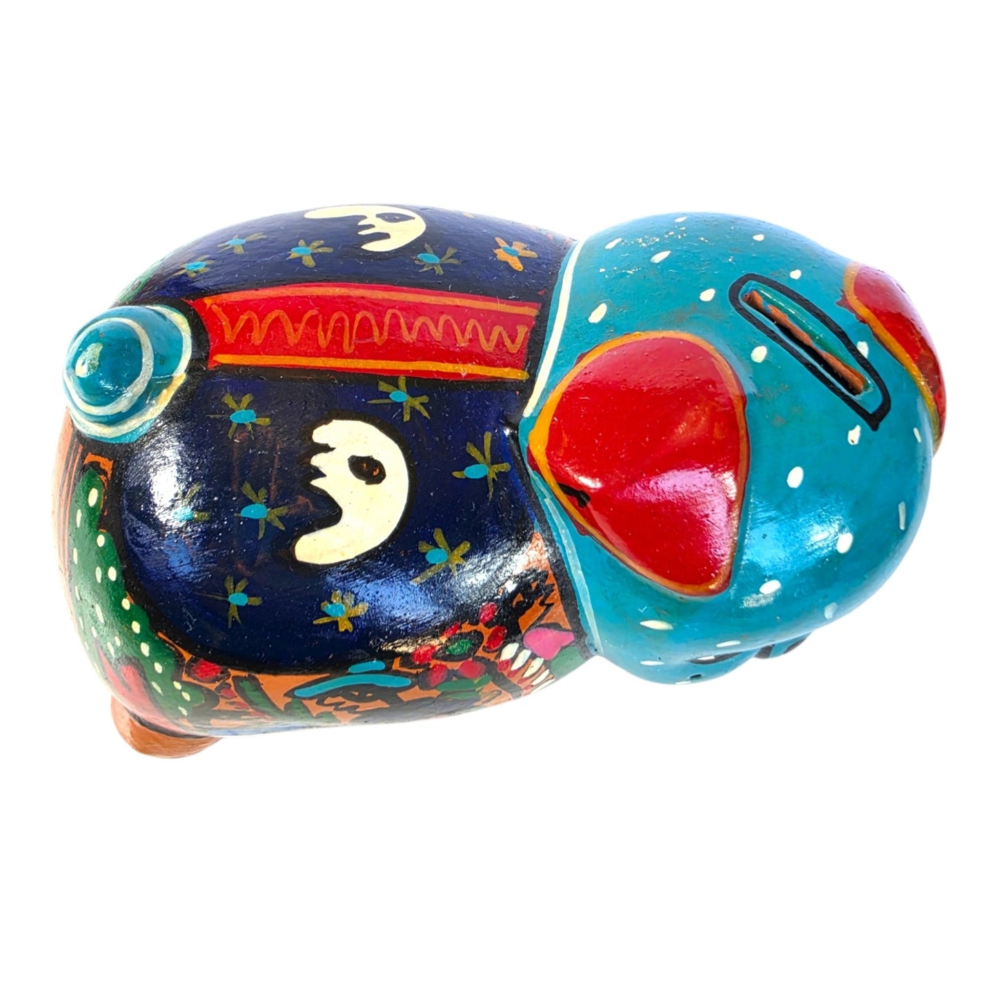 Vtg Mexican Folk Art Piggy Bank & Sombrero Ashtray / Trinket Dish Tonala Pottery