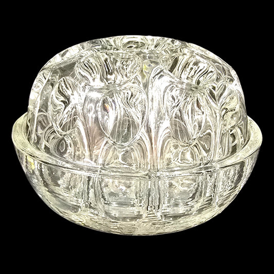 Vtg Made in France Glass Flower Frog Clear Crystal Bowl, 7-Hole Floral Arranger