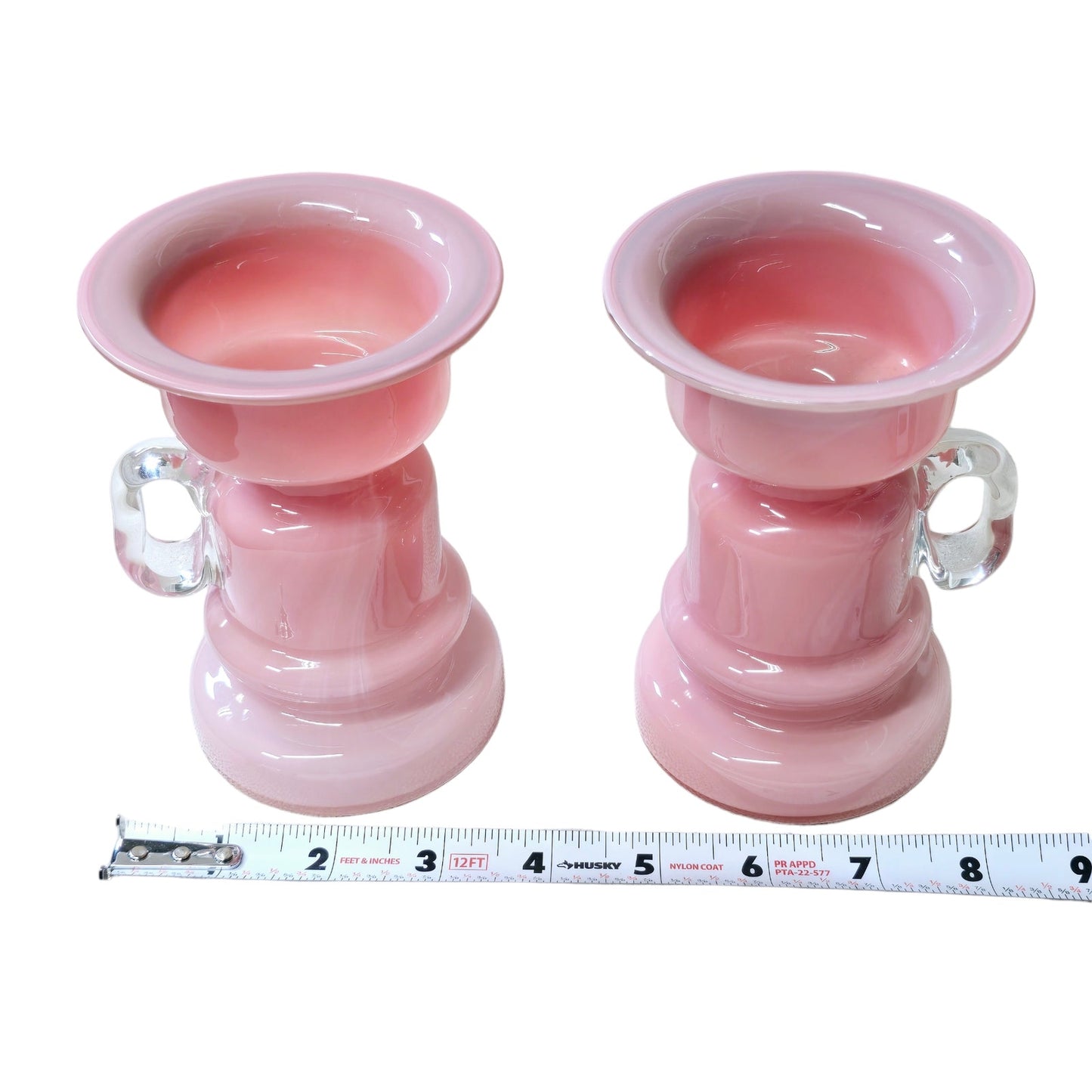 Pink Polish Glass Vases, Jerzy-Sluczan-Orkusz Midcentury Vintage Candle Holder