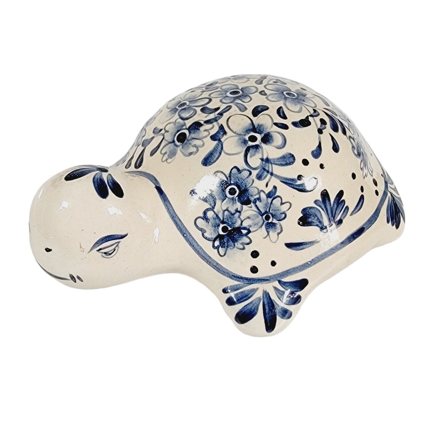 Vintage Anaware Turtle Blue & White Floral Hand Painted Ceramic, Philippines