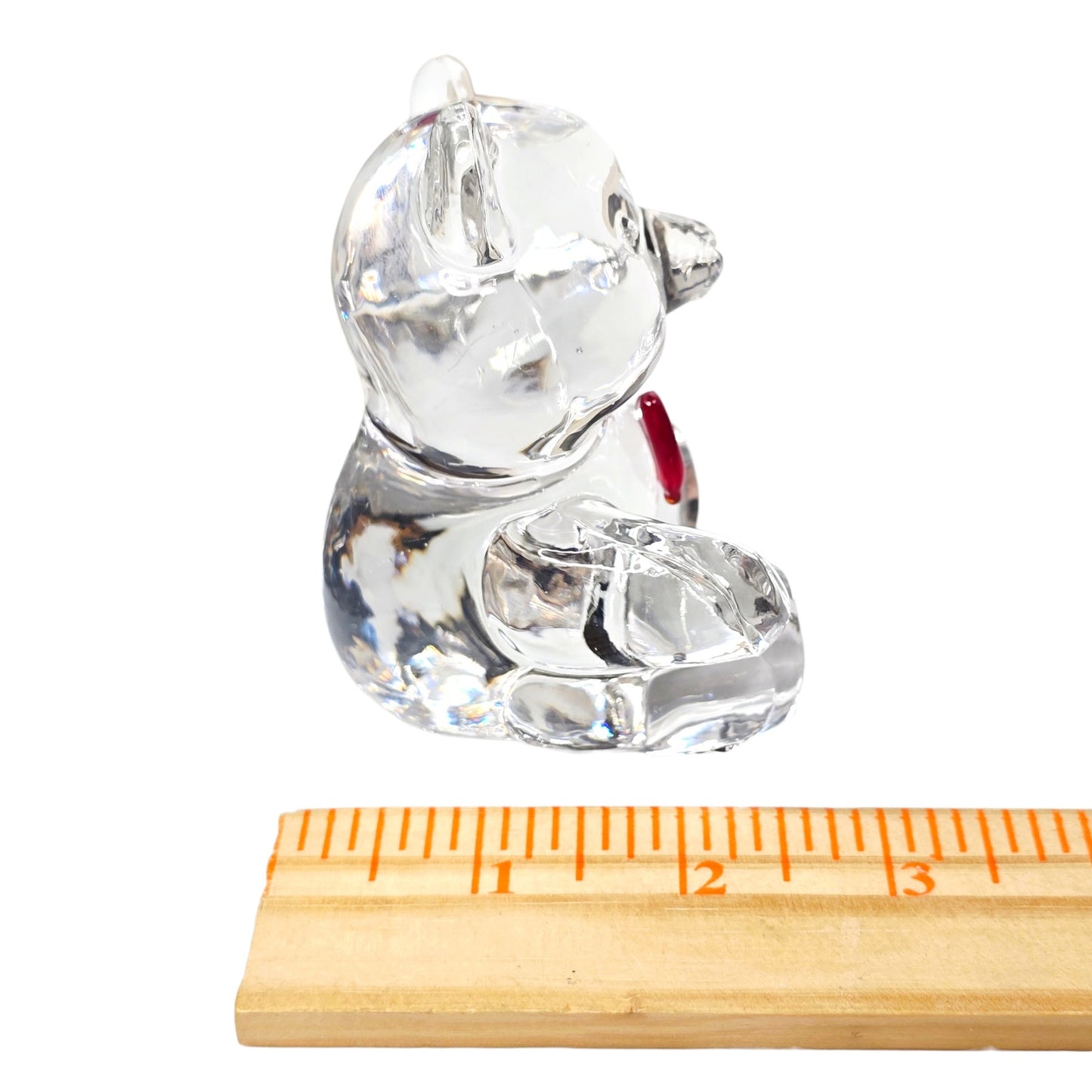 Fenton Art Glass Crystal Bear Figurine Ruby Red Heart Valentine July Birthstone