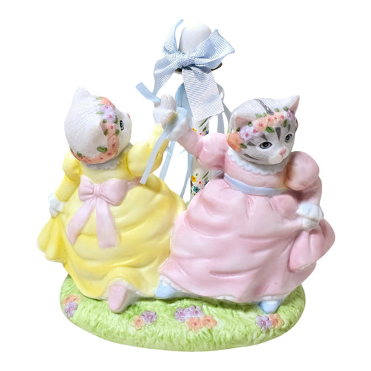 Schmid Kitty Cucumber Priscilla "Dance 'Round the Maypole" 1992 4th and Final Annual Cat Figurine