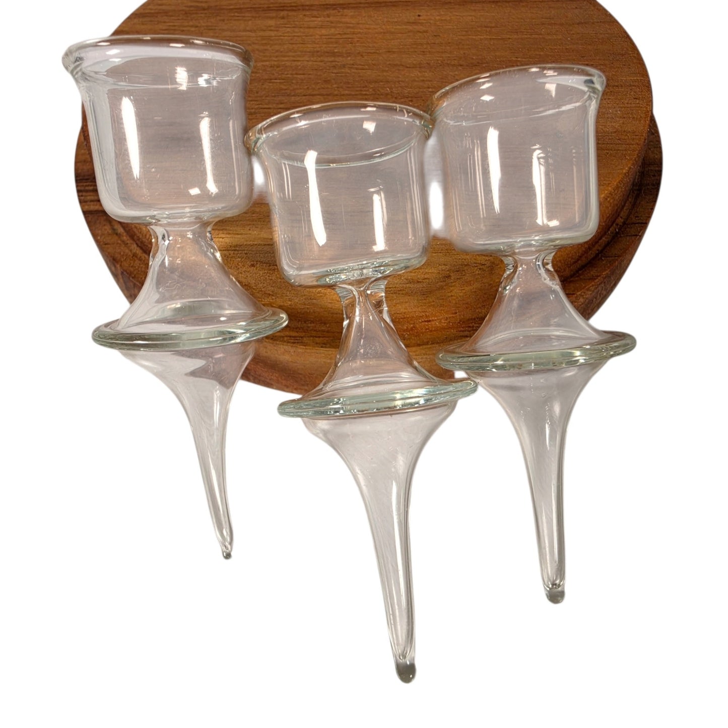 Vintage Miniature Glass Toast Glasses Cake Topper Goblets Set of 3 1950s