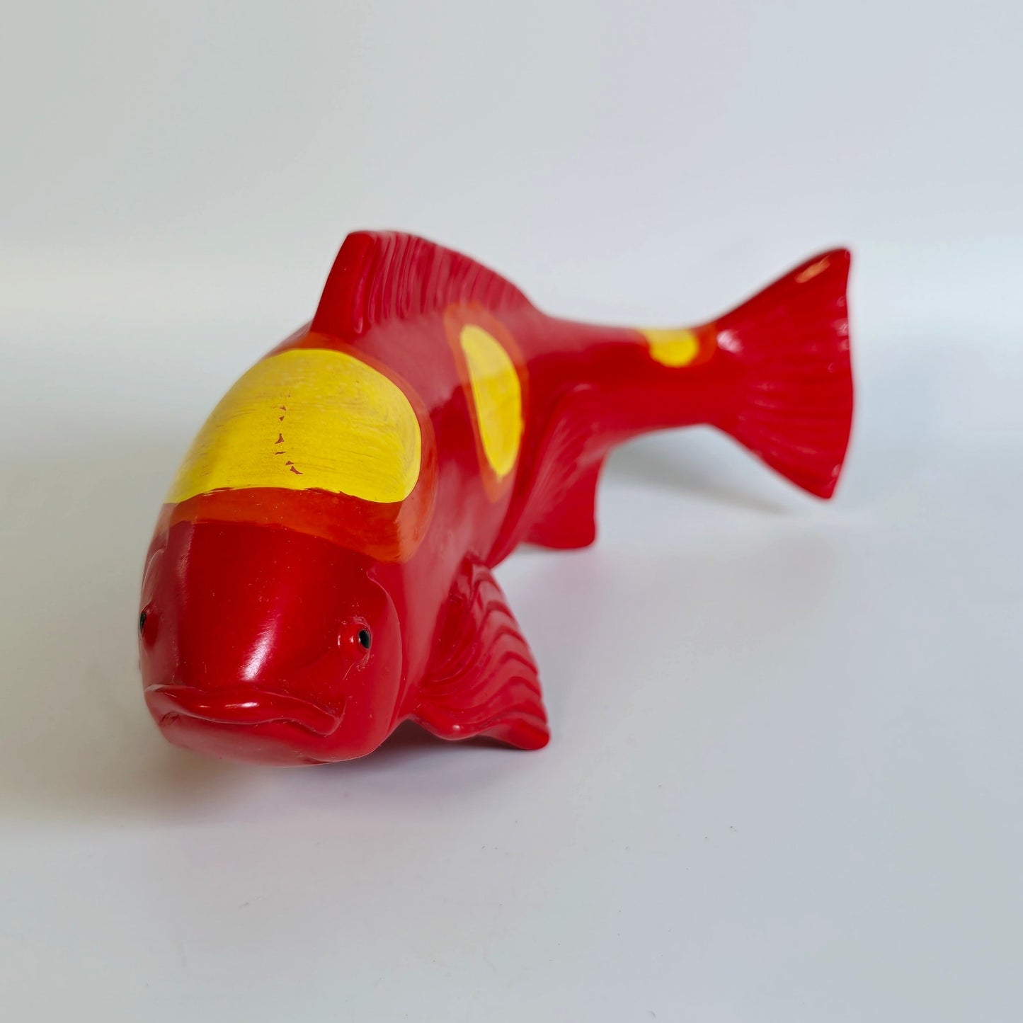 Ceramic Koi Fish Figurine, Orange and Red Koi Fish Sculpture