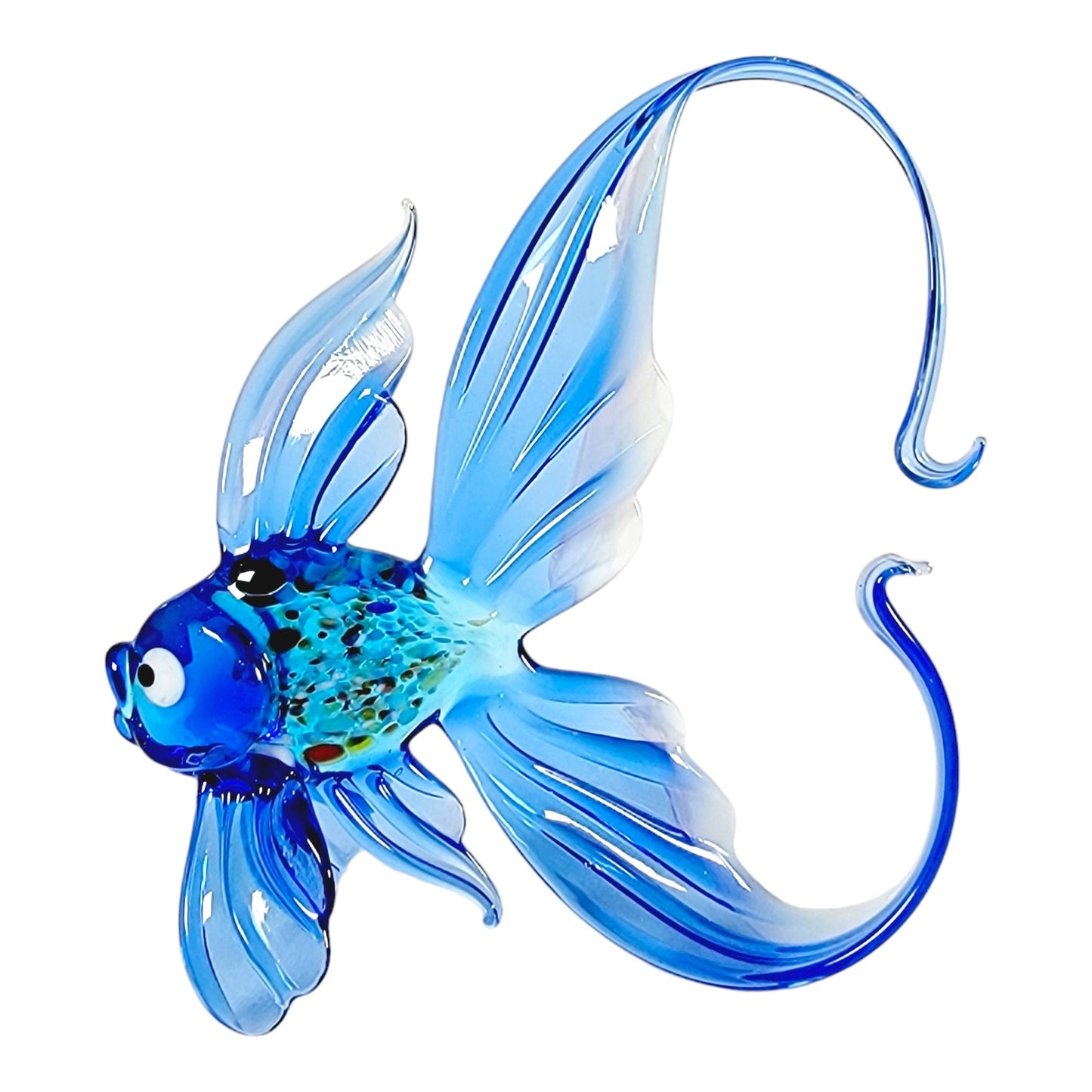 Art Glass Betta Fish Blue Glass Fish Murano-Style Glass Figurine Hand Blown Fish