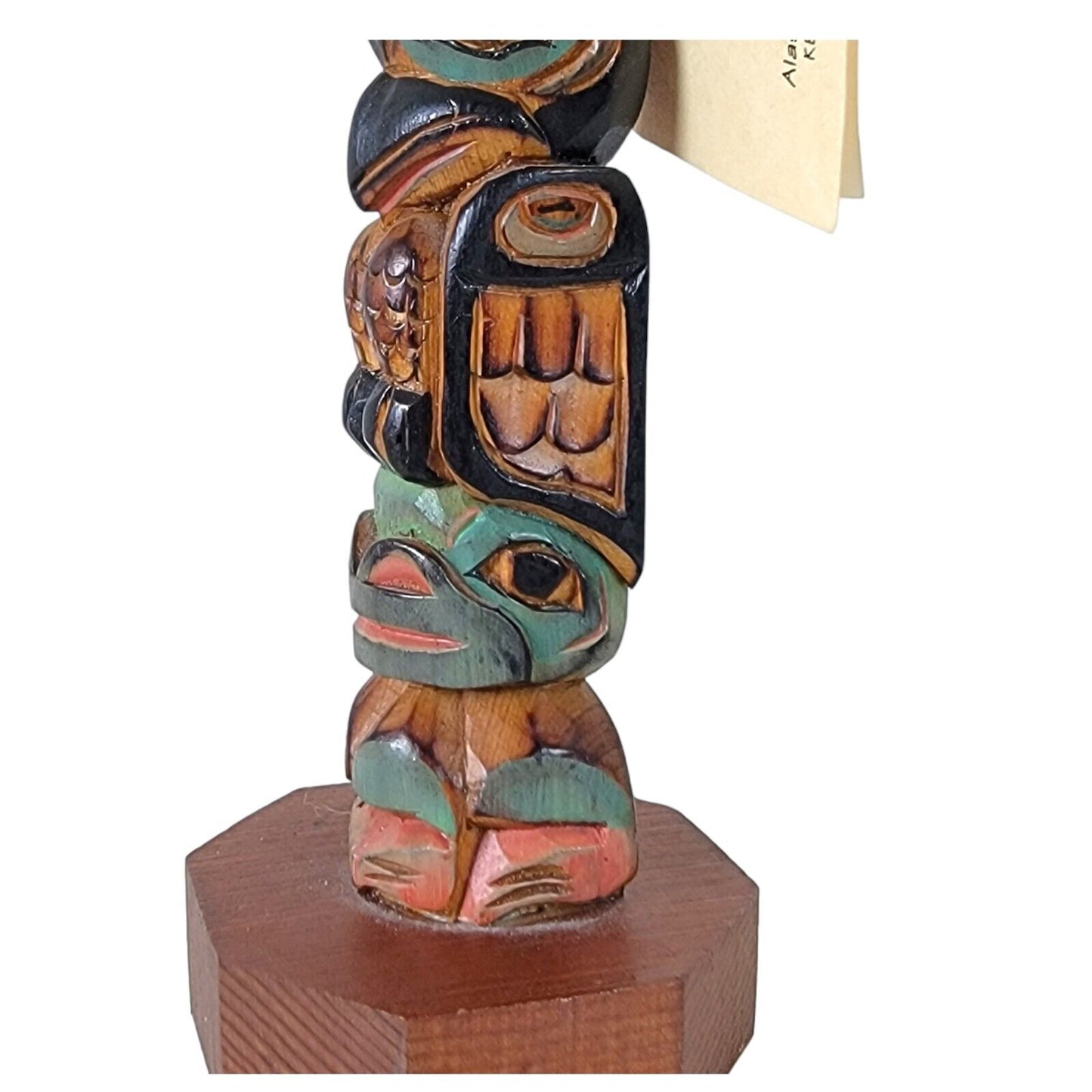 Alaska Black Diamond Hand-Crafted Ray Moore Cedar Totem "Halibut Stew"