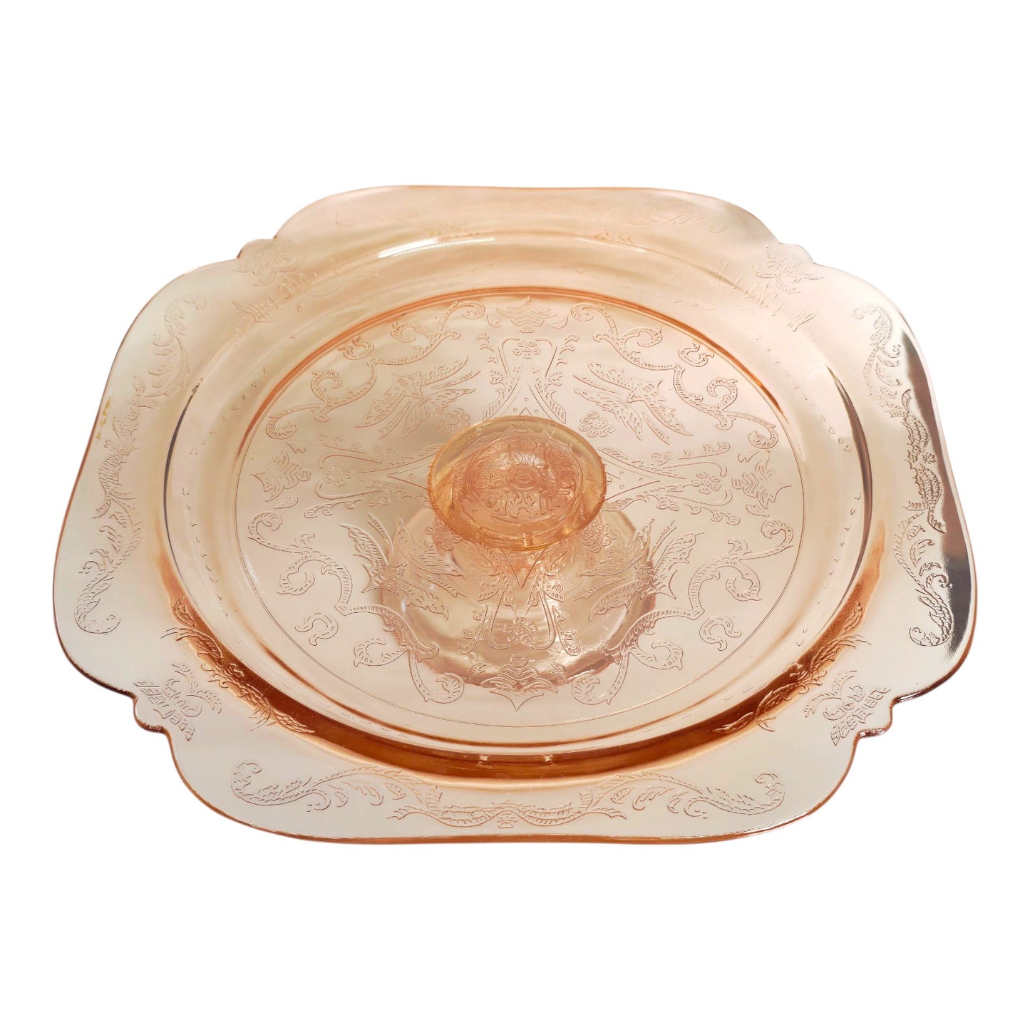 Vintage Pink Madrid Depression Glass Pedestal Cake Stand
