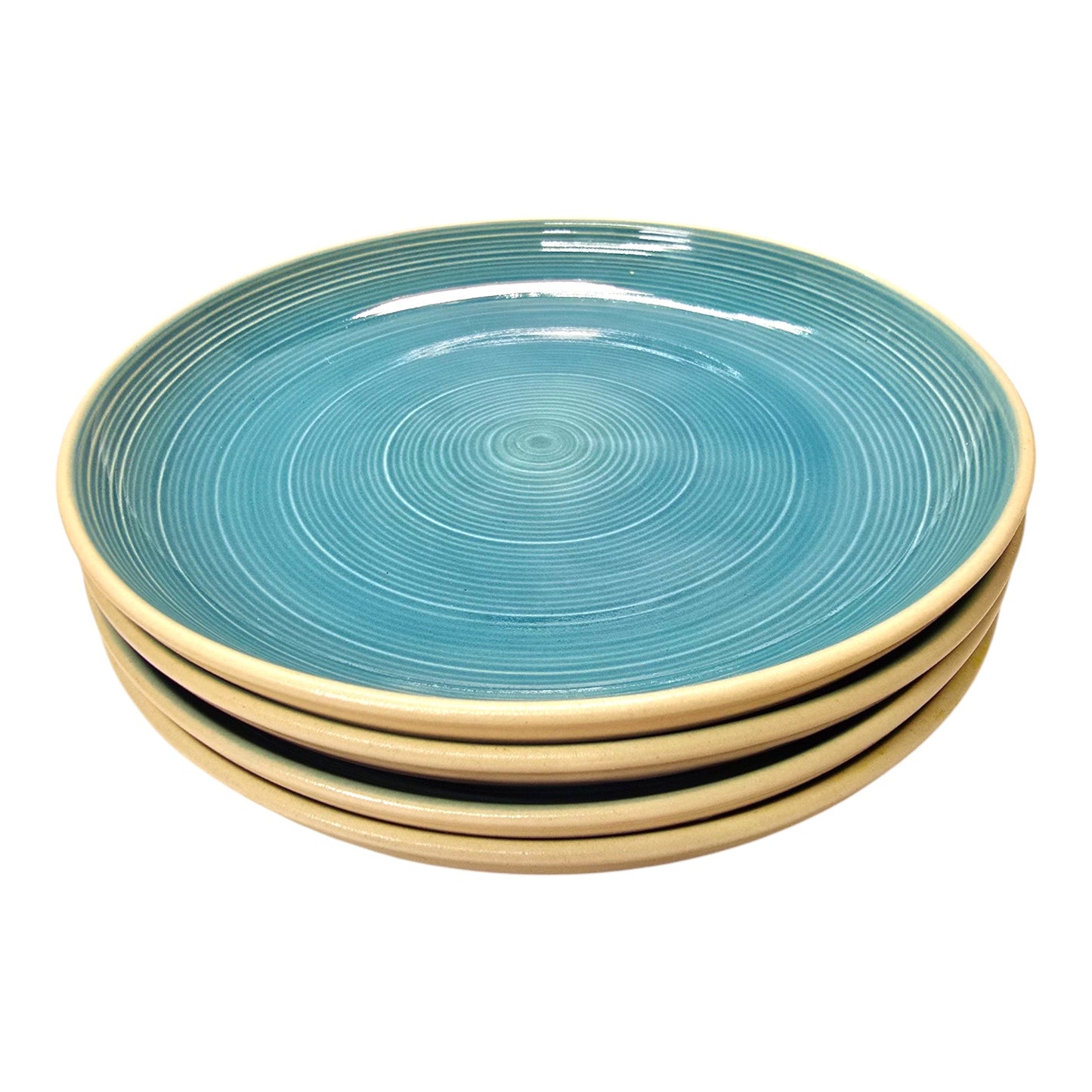 Sango Riva Teal Stoneware Salad Plates 7 3/4" #4657, Set Of 4 Teal Stoneware