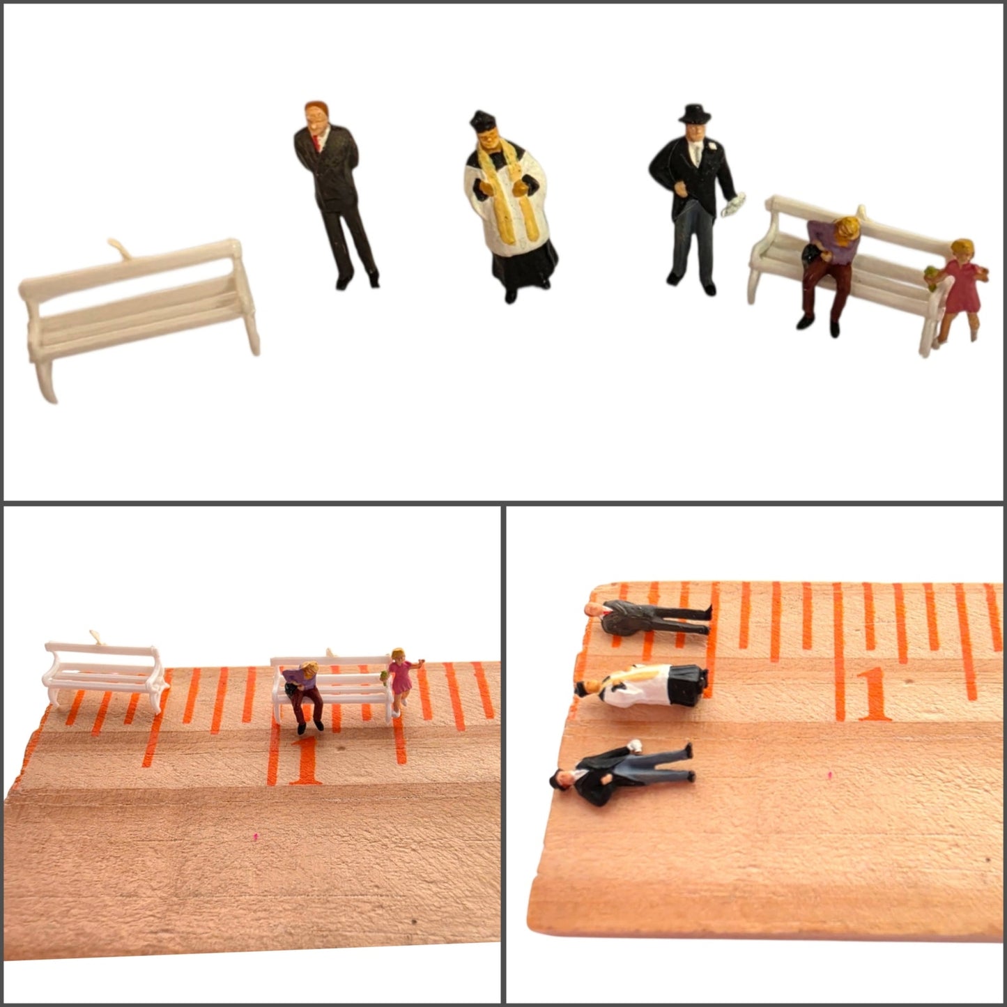 Vtg 41 Pc Miniature Figurine Collection Train Railroad Village Diorama People Animals Mixed Lot