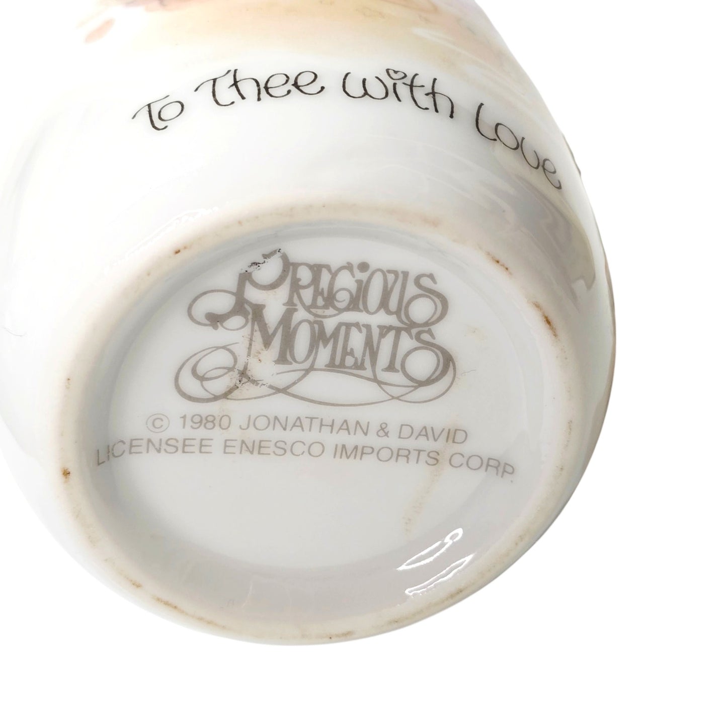 Precious Moments God is Love Dear Valentine Thimble & 1980 To Thee with Love Mug