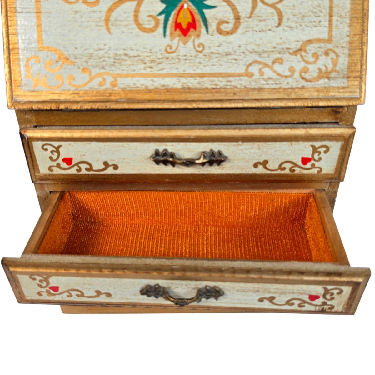 Vintage Italian Florentine Wood Musical Jewelry Box Toyo Impossible Dream